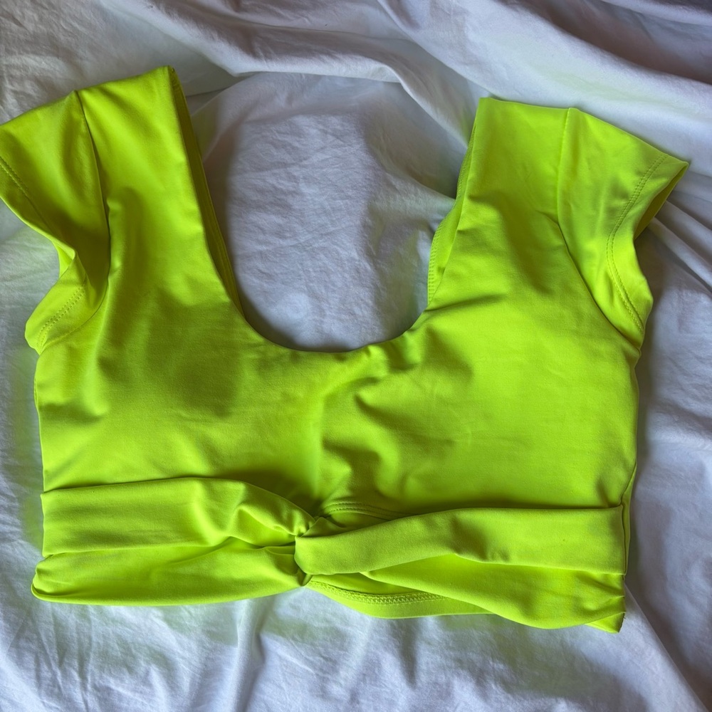 Cara Loren neon yellow padded sports bra